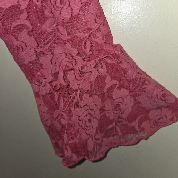 Vintage Venezia Hot Pink Lace Shrug Top Womens 18/20 Ruffles Whimsigoth Boho Y2K - Picture 4 of 16